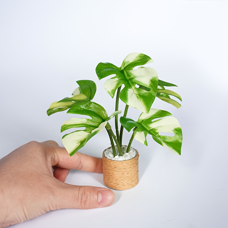 miniature artificial potted monstera leaves suitable - Temu