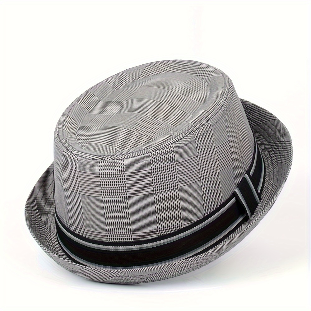Fashion Men Fedora Hat Flat Pork Pie Hat Dad Bowler Porkpie Jazz Hat