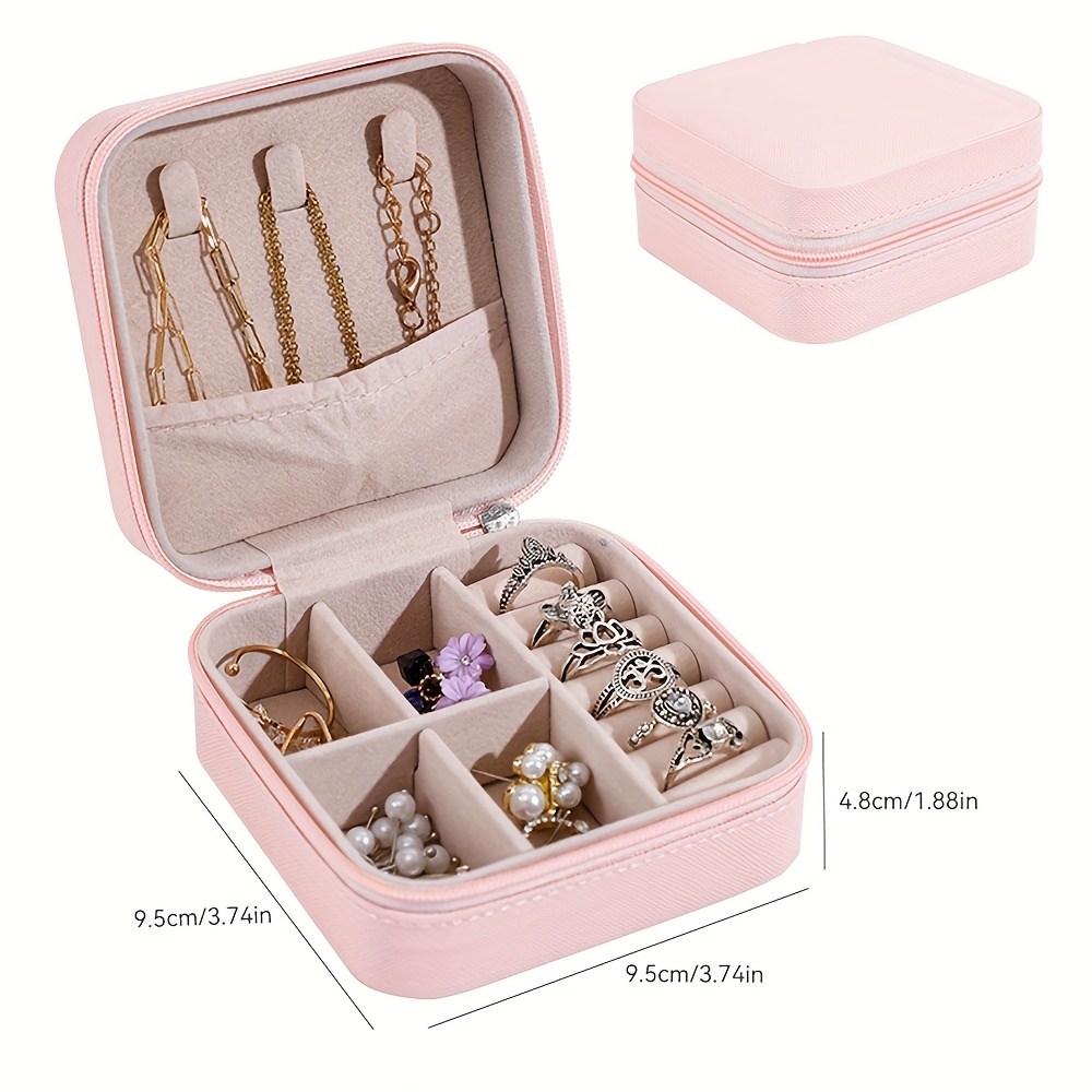 TEMU A Travel Jewelry Organizer - A Portable Mini Travel Case That Can Hold Necklaces, Earrings, And Rings - An Ideal Gift For Women, Valentine's Day.