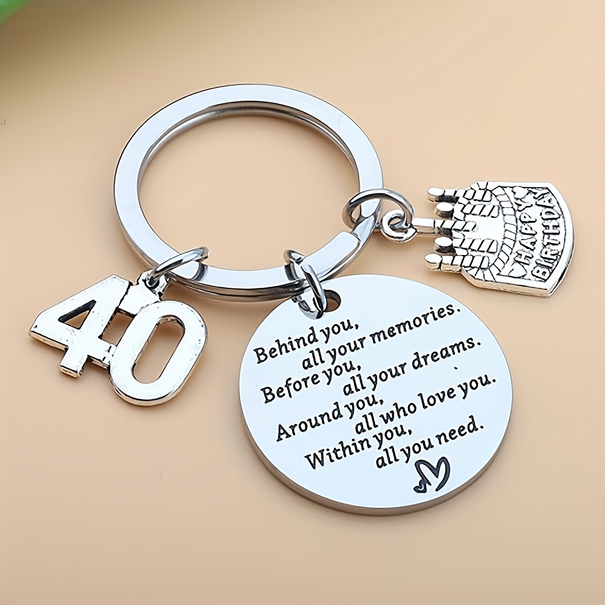 TEMU 1pc Of Stainless Steel Round Tag Birthday Keychain 18, 30, 40, 50; A Birthday Gift That And , Birthday Gift For Women, Birthday Gift For Men,