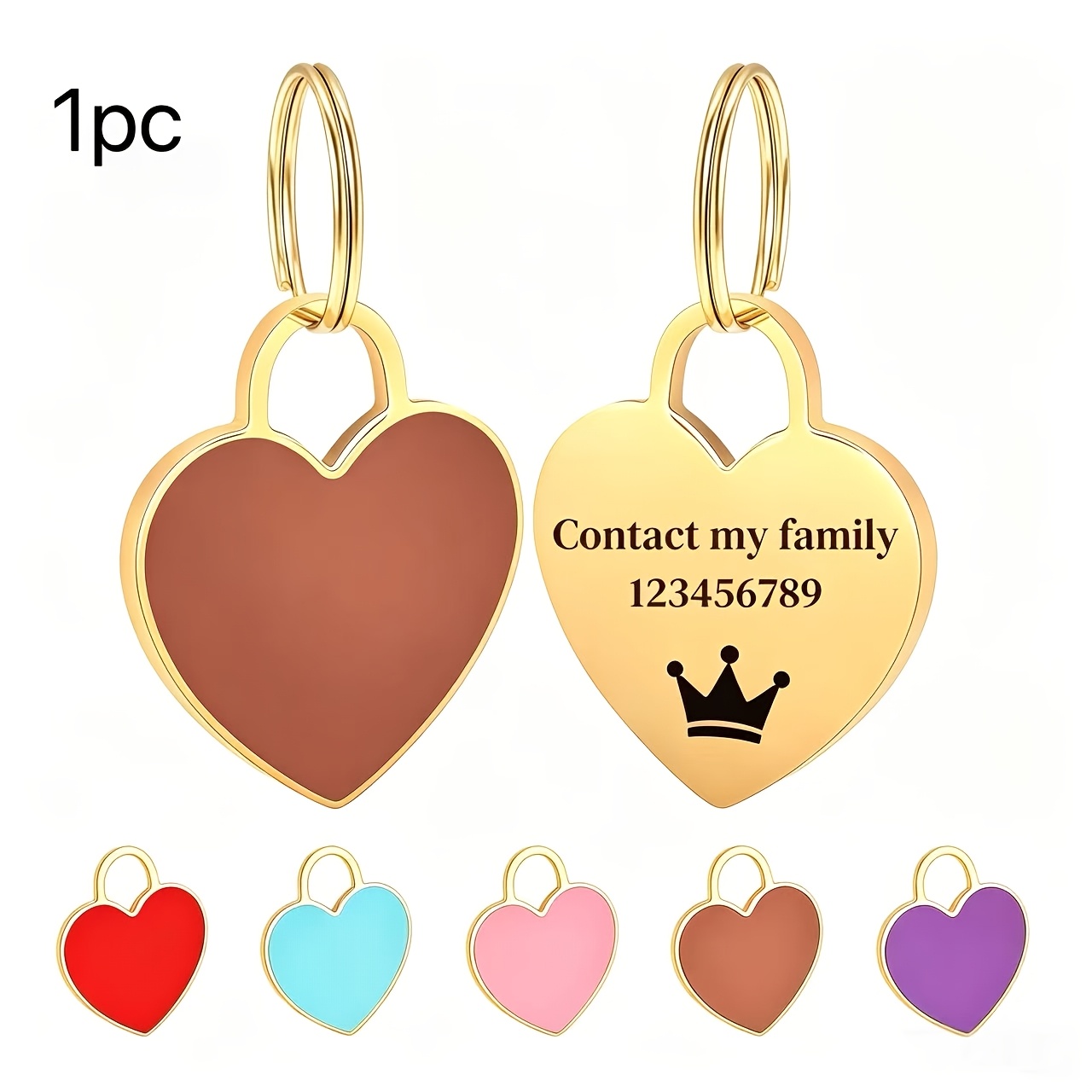 TEMU 1pc Personalized Customizable Heart-shaped Pet Tag Diy Personalized Custom Pet Tag Birthday For Gifting