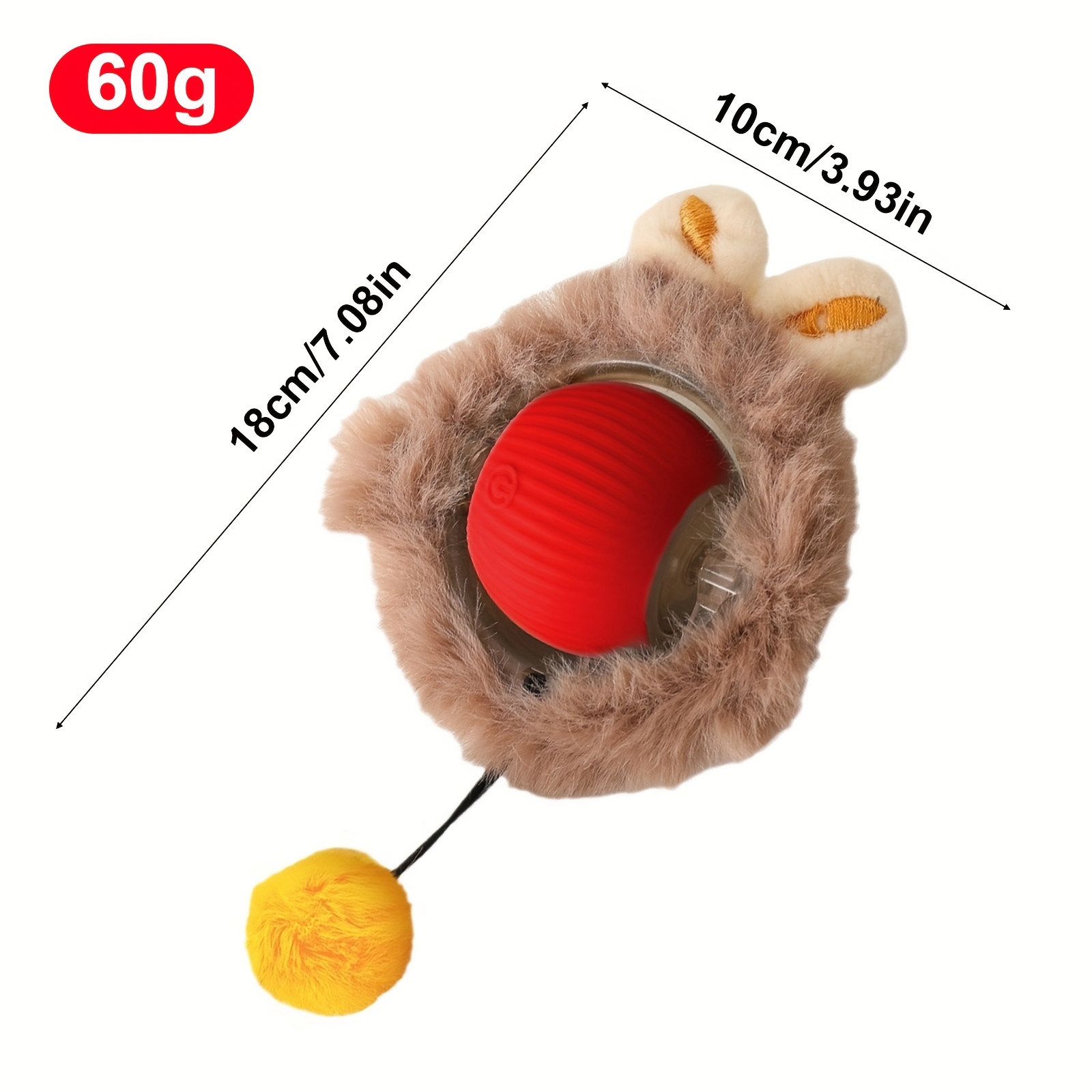 TEMU Cat Ball, Cat Ball With Plush Ears And Tail, Cat Interactive Toy - Rechargeable Automatic Rotating Cat Ball, Plastic