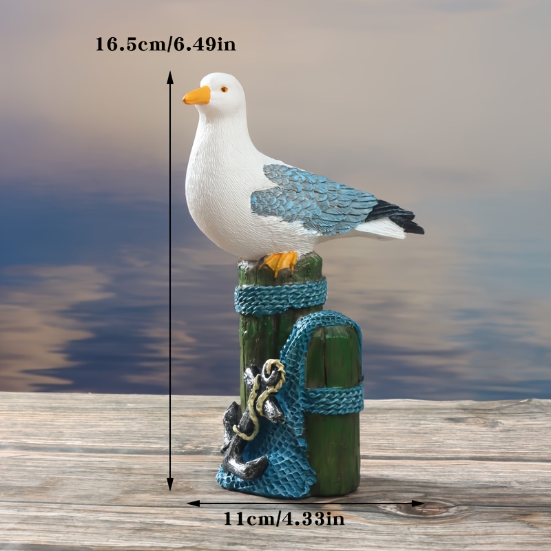 E-shop ., Möwe Seevogel auf Baumstumpf Statue Ornament, Ozean-Stil Harzstatue, Geeignet für Heimdekoration, Bar- und Restaurant-Ausstattung,