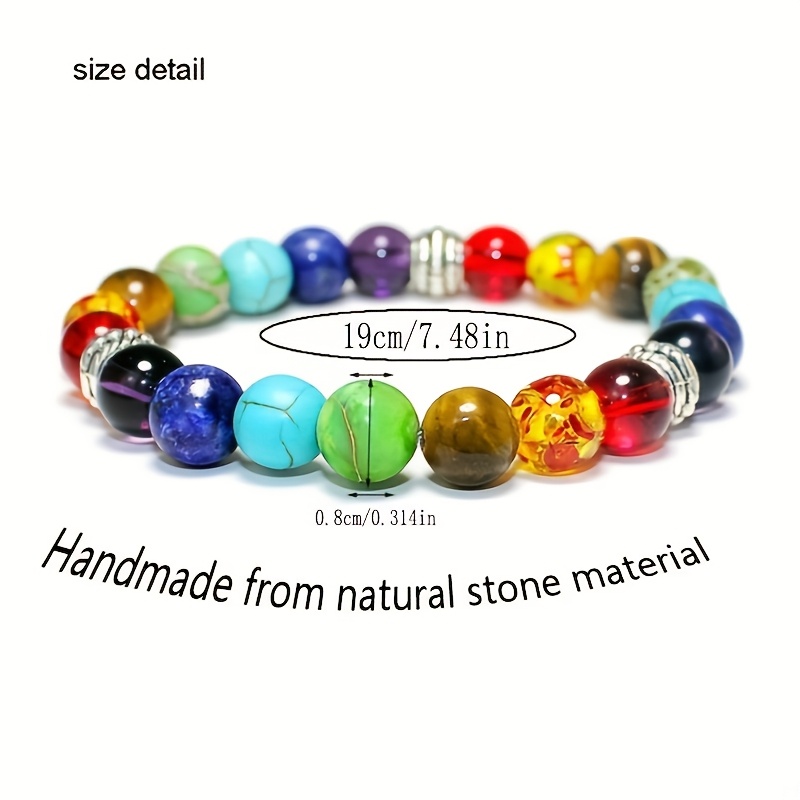 TEMU Bracelet à perles de 8 mm pour hommes, en acier inoxydable et naturelle, style décontracté, bracelet de balance pour le yoga, accessoire de