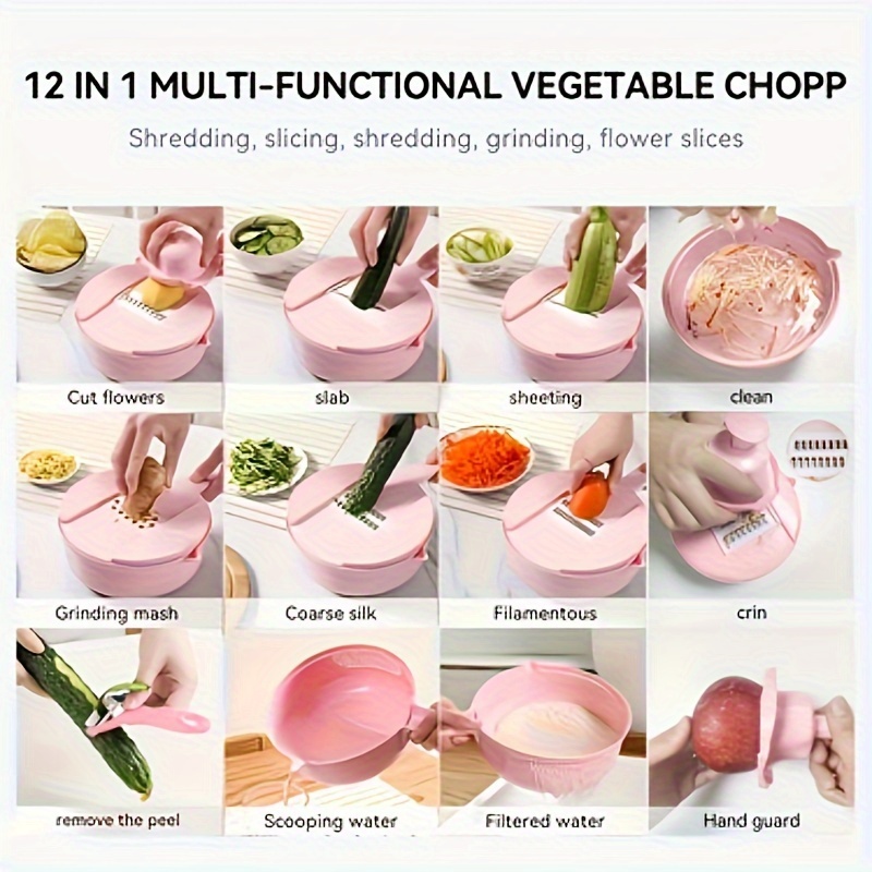 12 in 1 multi functional vegetable chopper manual   grater for potatoes carrots   easy clean kitchen gadget suitable for home and restaurant use pp material details 2