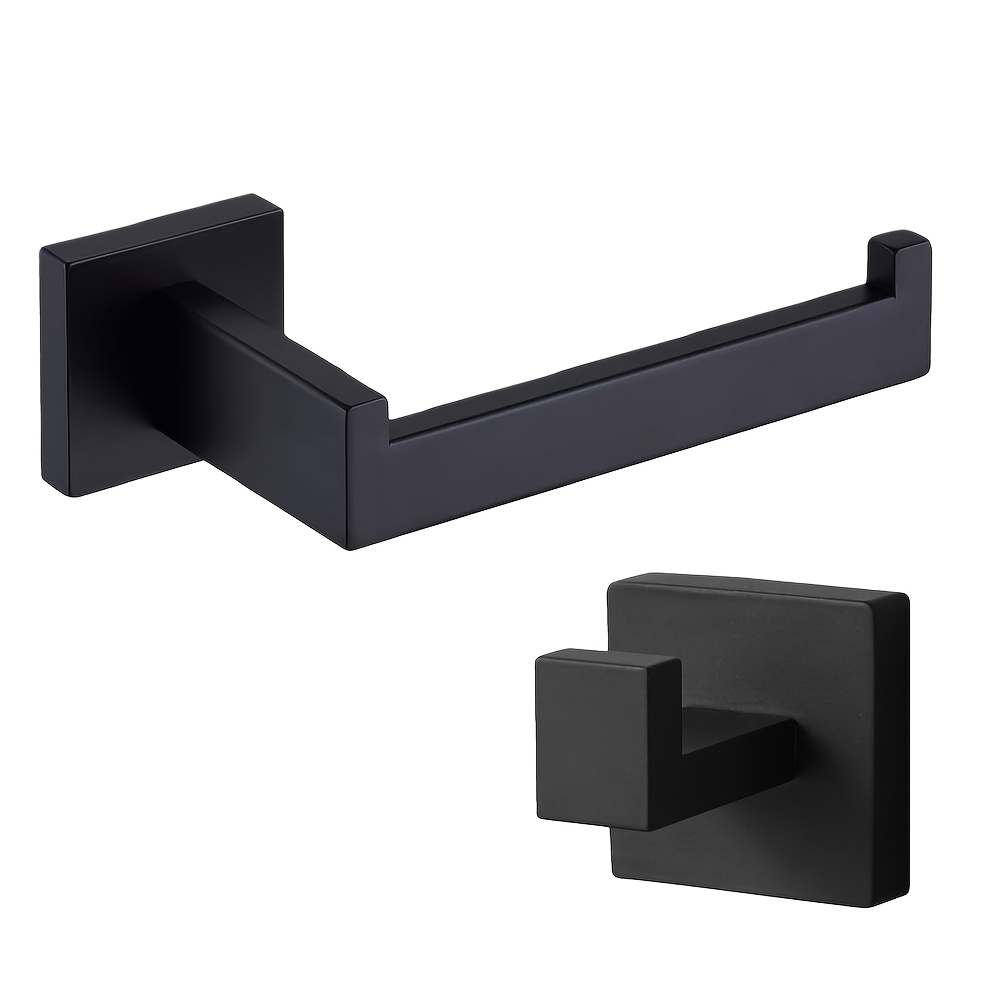 TEMU Toilet Paper Holder, Paper Towel Holder Matte Black, Toilet Tissue Roll Holders Dispenser And Hangers Wall Mounted For , Stainless Steel Style