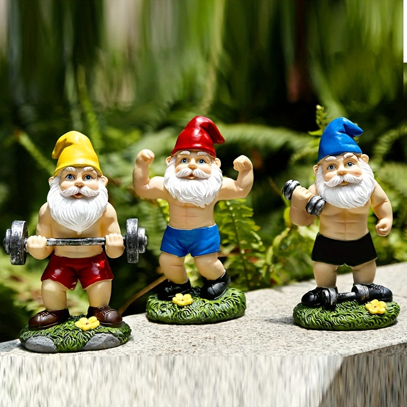 

1pc Funny Workout Garden Gnomes Statues Outdoor Funny The Muscular, Barbell And Dumbbell Gnomes Decorations Set For Yard, Lawn, Patio, Indoor Figurine For Home Tabletop Christmas Gift