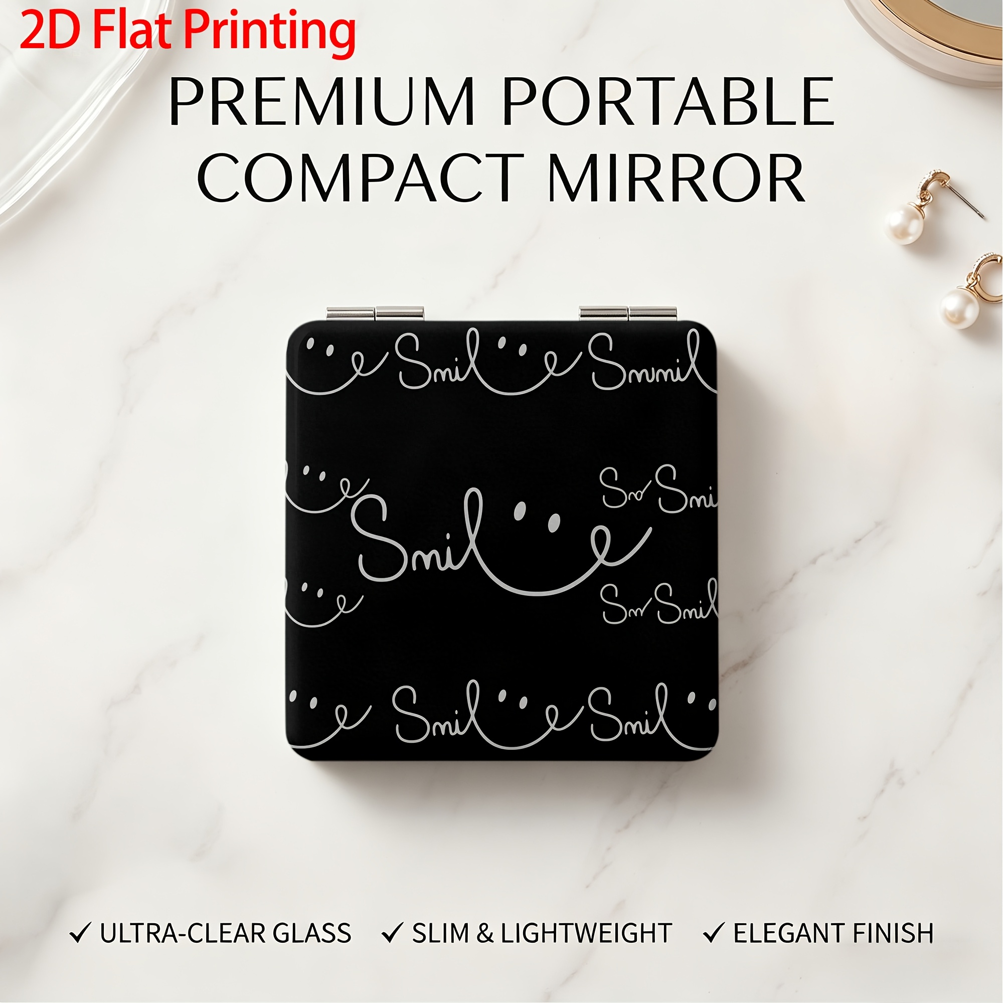 TEMU à main 1pc avec motif et chic, impression plate 2D, pliable portable, parfait pour , le sac à main et les retouches de Cosmétique, cadeau idéal