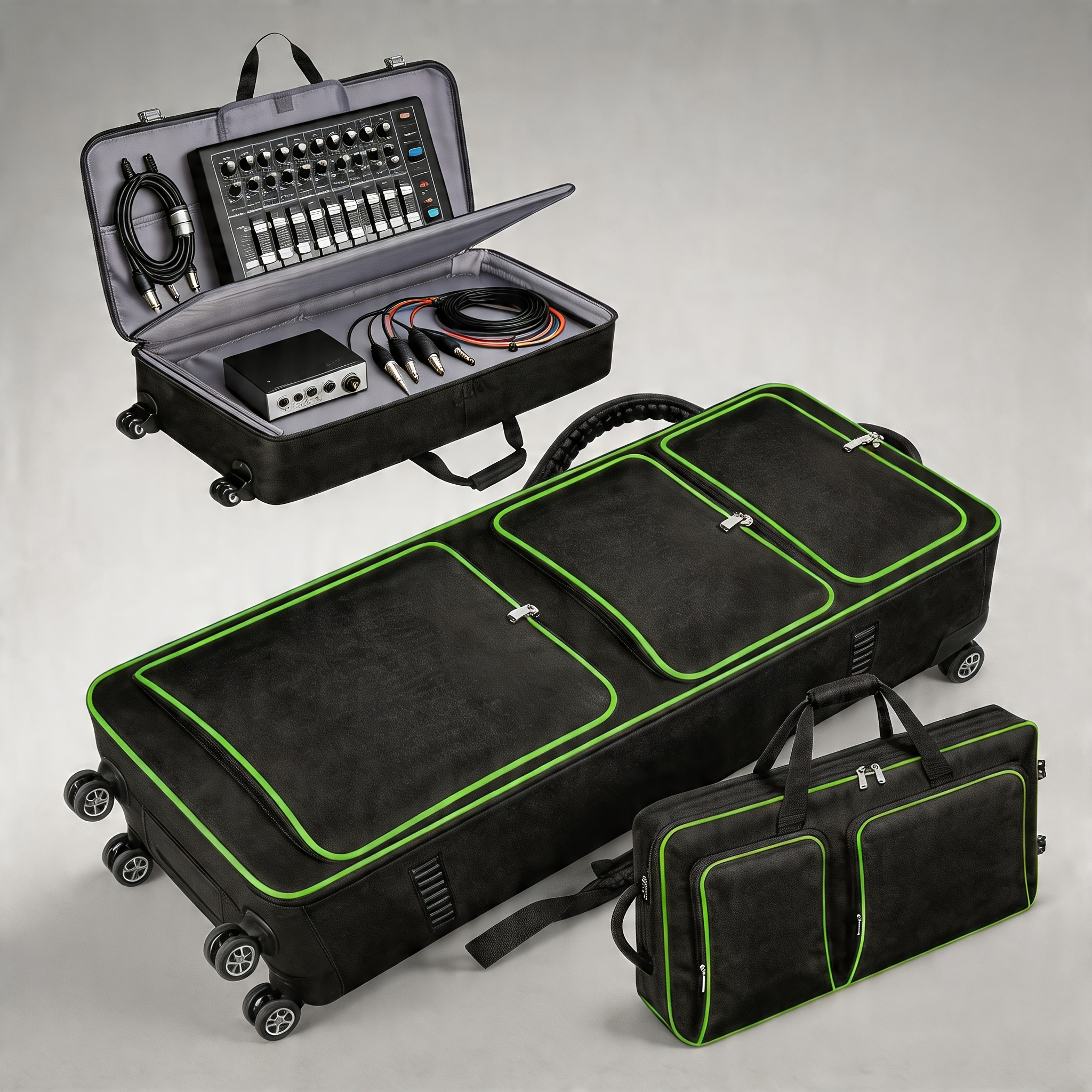 Image of Holiday Dj Controller Case With Wheels, Padded Dj Controller Bag For Ddj 1000/rev7/flx6/flx10, Dj Carrying Case With Adjustable Shoulder Strap, Perfect Christmas Gifts