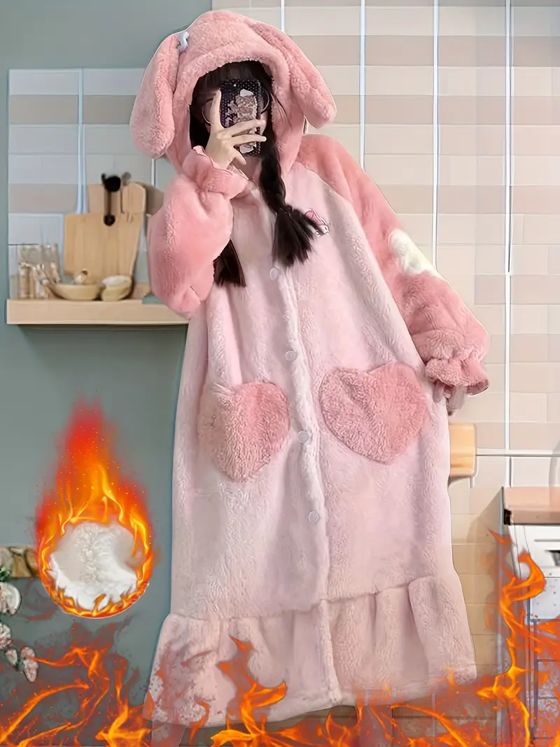 winter sleep dress Municipal Lace Nightgown Fleece Sleepwear Womens Winter Night Dress Warm One Piece Pajamas Long Sleeve Solid Bow Ruffle Home Wear