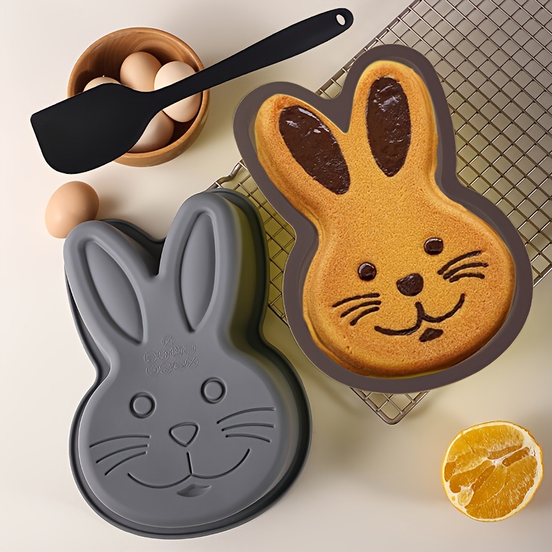 

1/2pcs Silicone Bunny Cake Mold Set, Easter Rabbit Shape Cake Pan With Spatula, Silicone Butter & Flour Scraper, Creative Oval Shaped Mold For Christmas, Halloween, Hanukkah, Thanksgiving