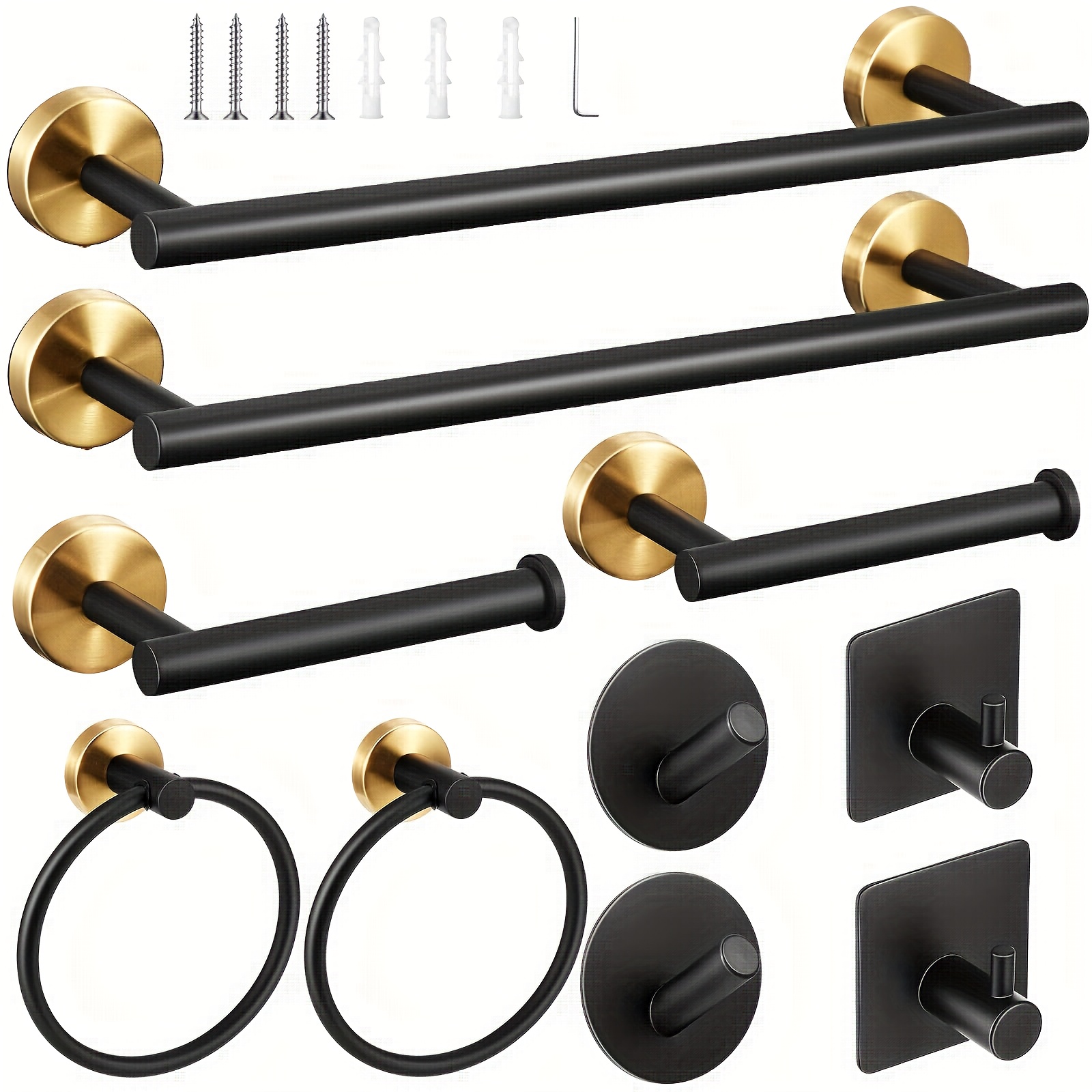 10-Piece Matte Black SUS304 Bathroom Hardware Set - Rust-Resistant Kit