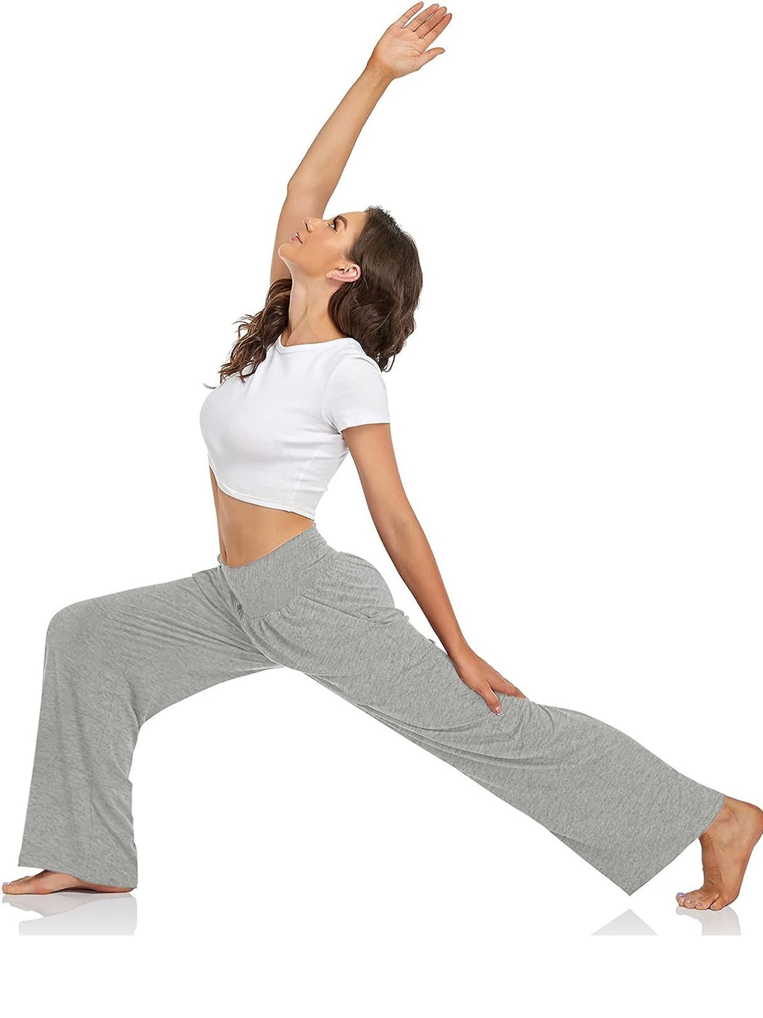 Betiyuaoe Petite Wide Leg Yoga Pants Women's Pants Sports Wide Pants Leg  Hips Slim Solid Color Casual Loose Yoga Pants 