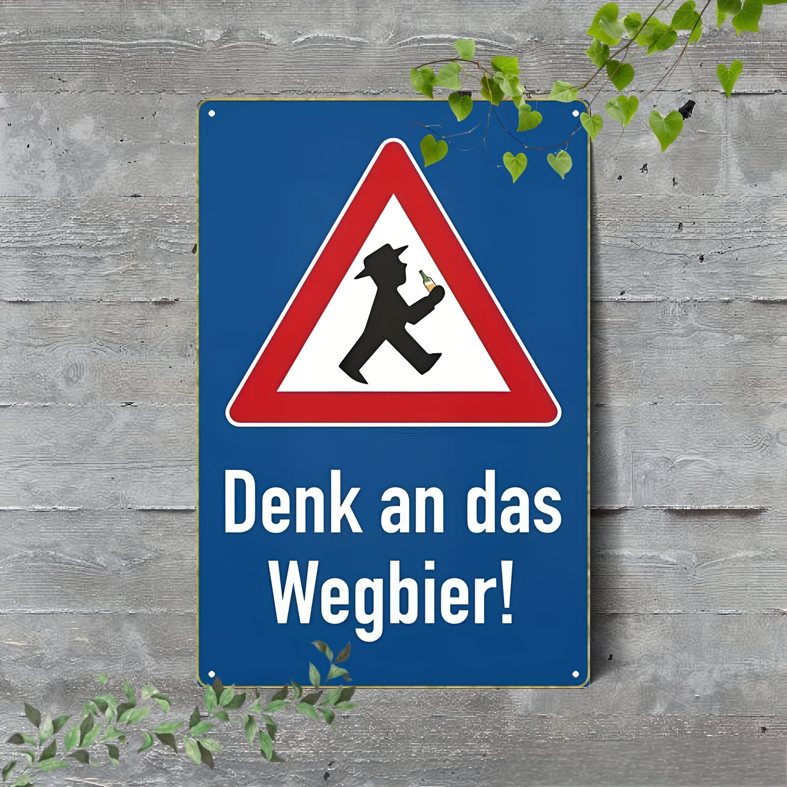 E-shop 2D-Flach, 2D-Flach Vintage-Verkehrsschild aus Eisen als Wanddeko – Traditionelles bayerisches „“-Design mit humorvollem deutschem Text,