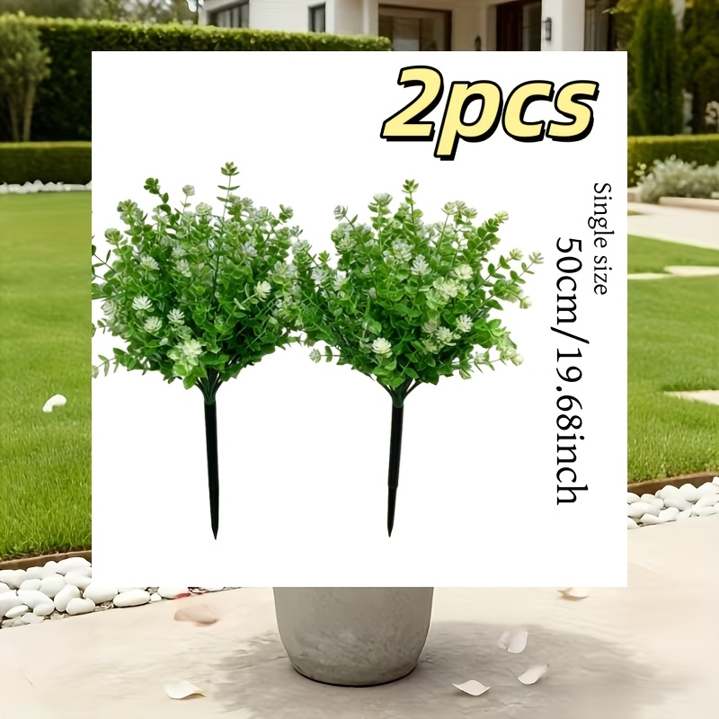 Image of 2pcs Artificial & Rose Flower Shrubs With Uv-resistant Fake Bushes, Realistic Low-maintenance Plastic Plants Suitable For Indoor/outdoor Wedding, Garden, Home Decor, Holiday Decoration - Arrangements