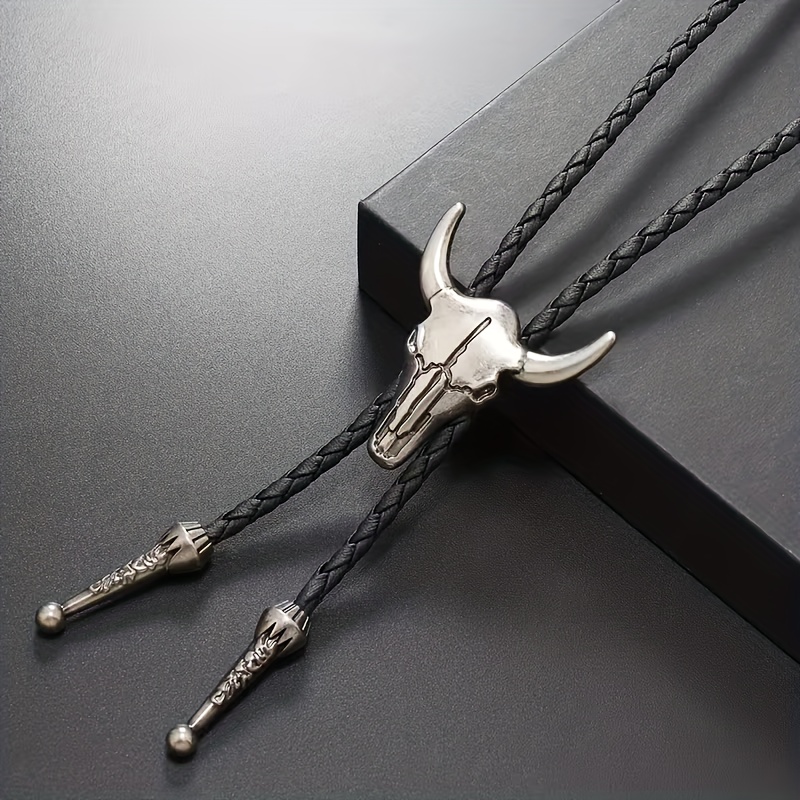 TEMU Collier avec pendentif tête de cowboy style américain vintage, avec un collier tissé ajustable adapté aux hommes et aux femmes, parfait pour un