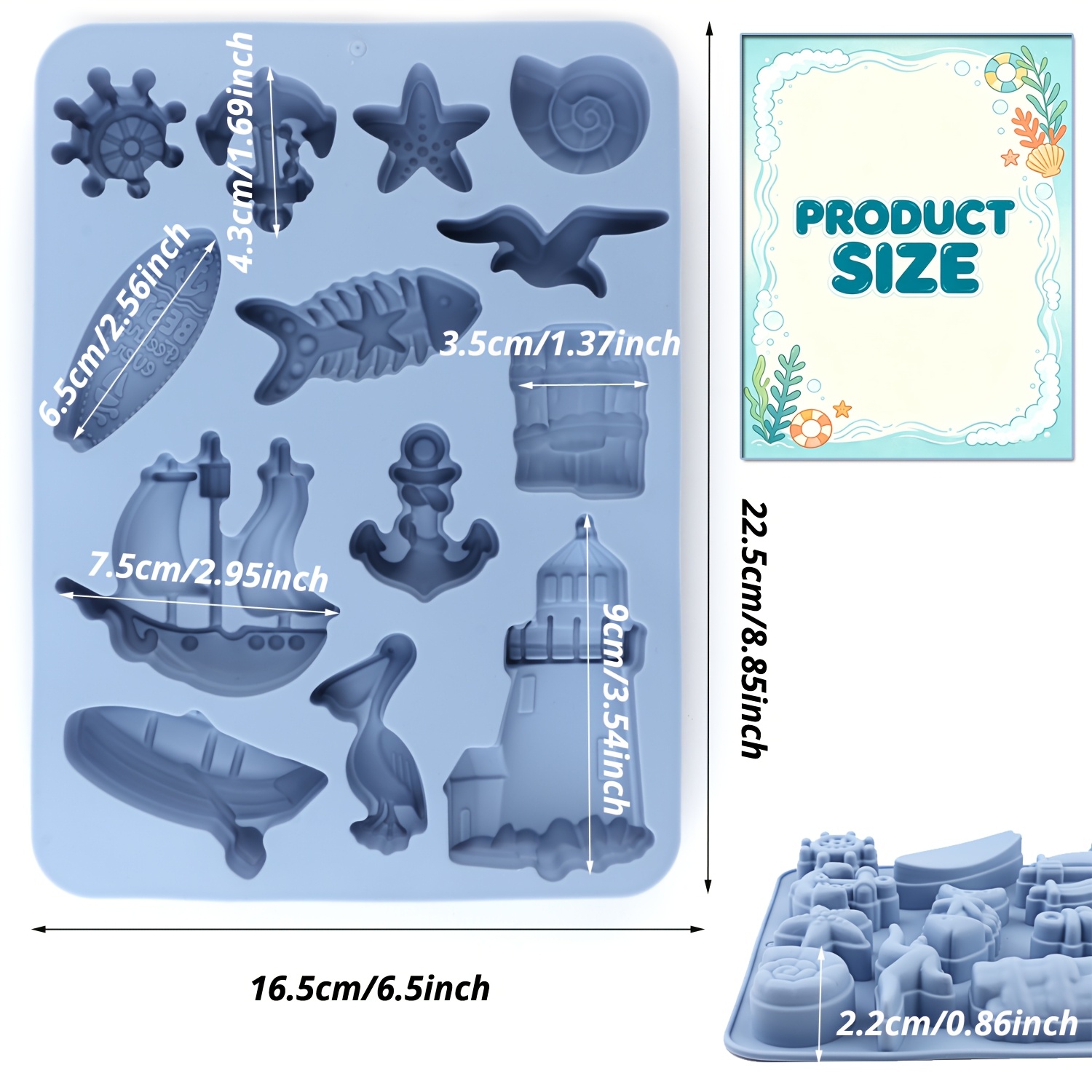 TEMU 1pc Silicone Candy Mold With A Nautical Theme, Such As A New Ship, Lighthouse, Anchor, Surfboard, Etc. Suitable For Baking Various Desserts Like