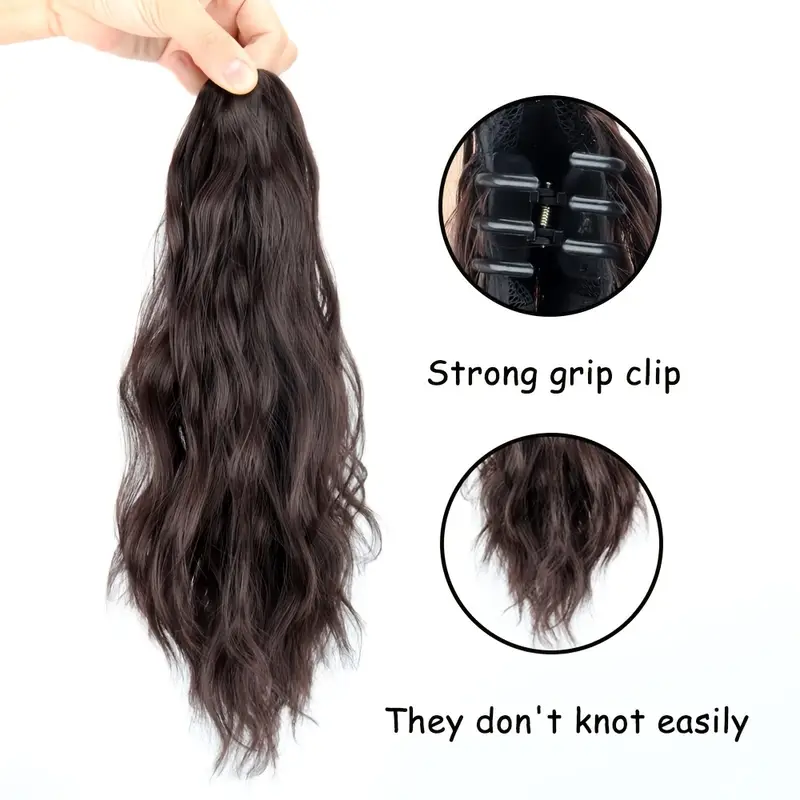 womens curly wave ponytail clip in hair extension high temperature fiber volumizing daily use details 2