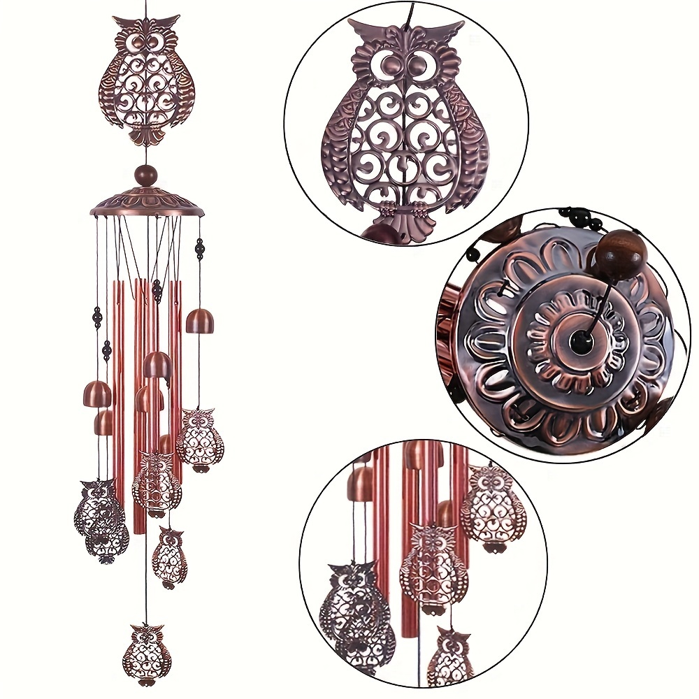 Image of 1 Pack Metal Owl Wind Chime, Outdoors Windchimes, Garden Patio Decor Memorial Wind Chimes, Birthday Festival Gifts, Front Door Yard Decor, Patio Yard Pathway Decor, Summer Party Decor, Backyard Decor
