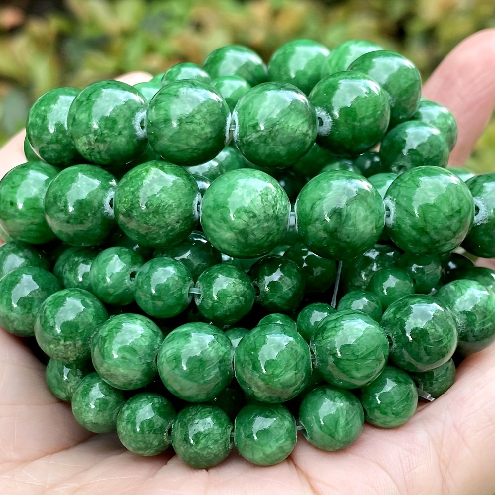 

6-10mm Dry Green Round Beads For Diy Bracelet Necklace Jewelry Accessories