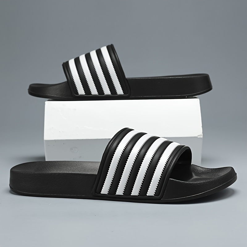 Image of Fashion Women's Home Slippers, Couple Classic Striped , Portable, Home, Casual, Travel Essential, Suitable For Christmas, New Year Gift