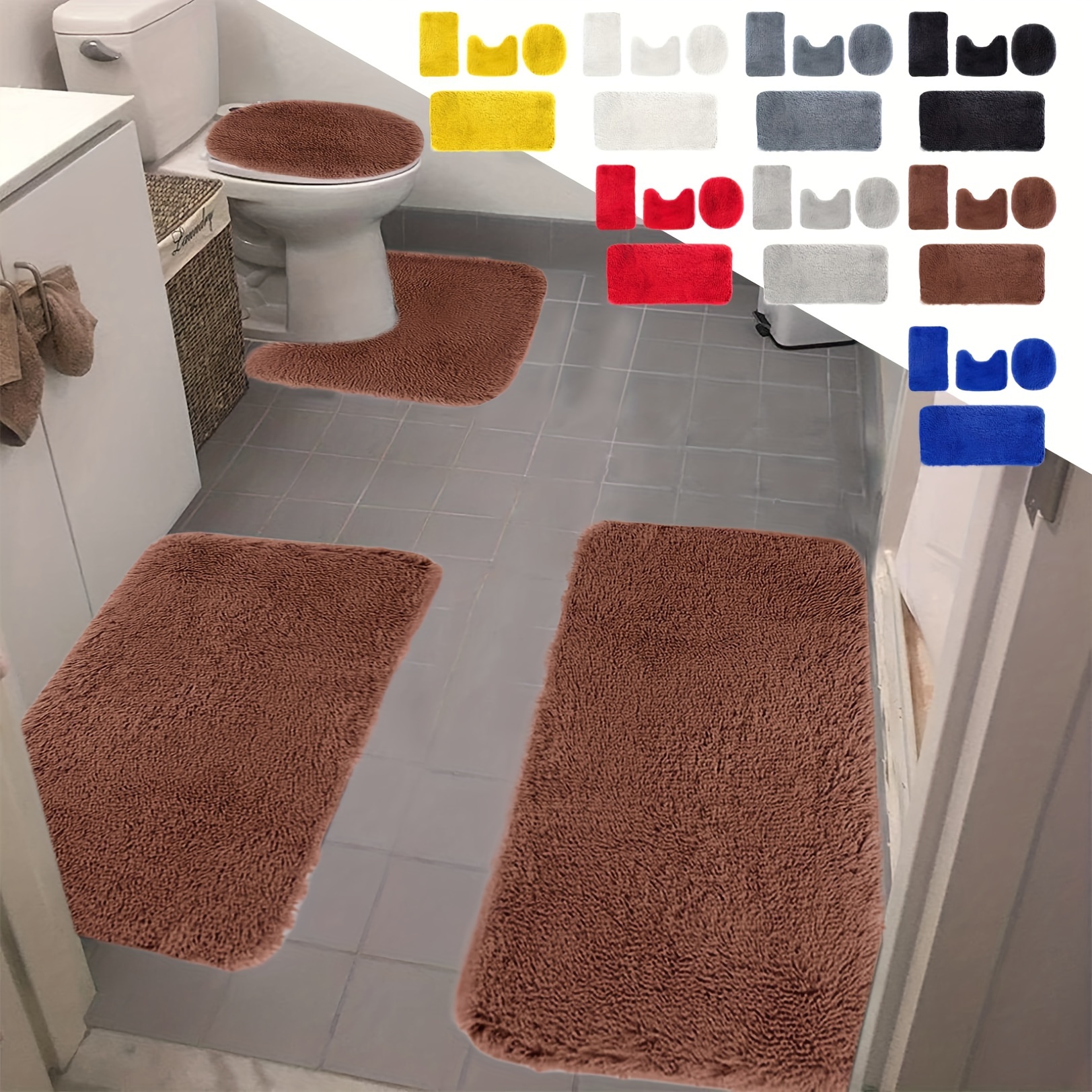 

Bathroom Rugs, Bath Bathroom Rugs For 3 Pcs Universal Absorption To Dry