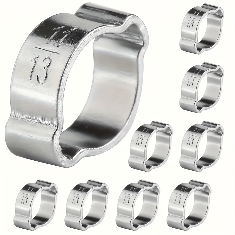 12pcs Adjustable Galvanized Steel Double-ear Hose Clamp Set - Suitable For Silicone, Rubber And Metal Pipes