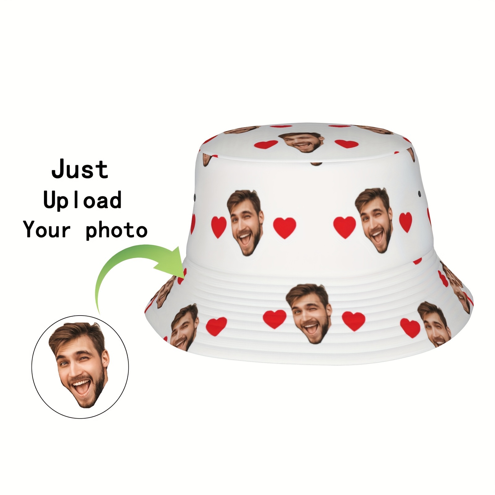 

Custom Face Bucket Hat: Design Your Own Photo Hats - Personalized Fisherman Cap With Face For Men Women Summer Funny Beach Travel Hats