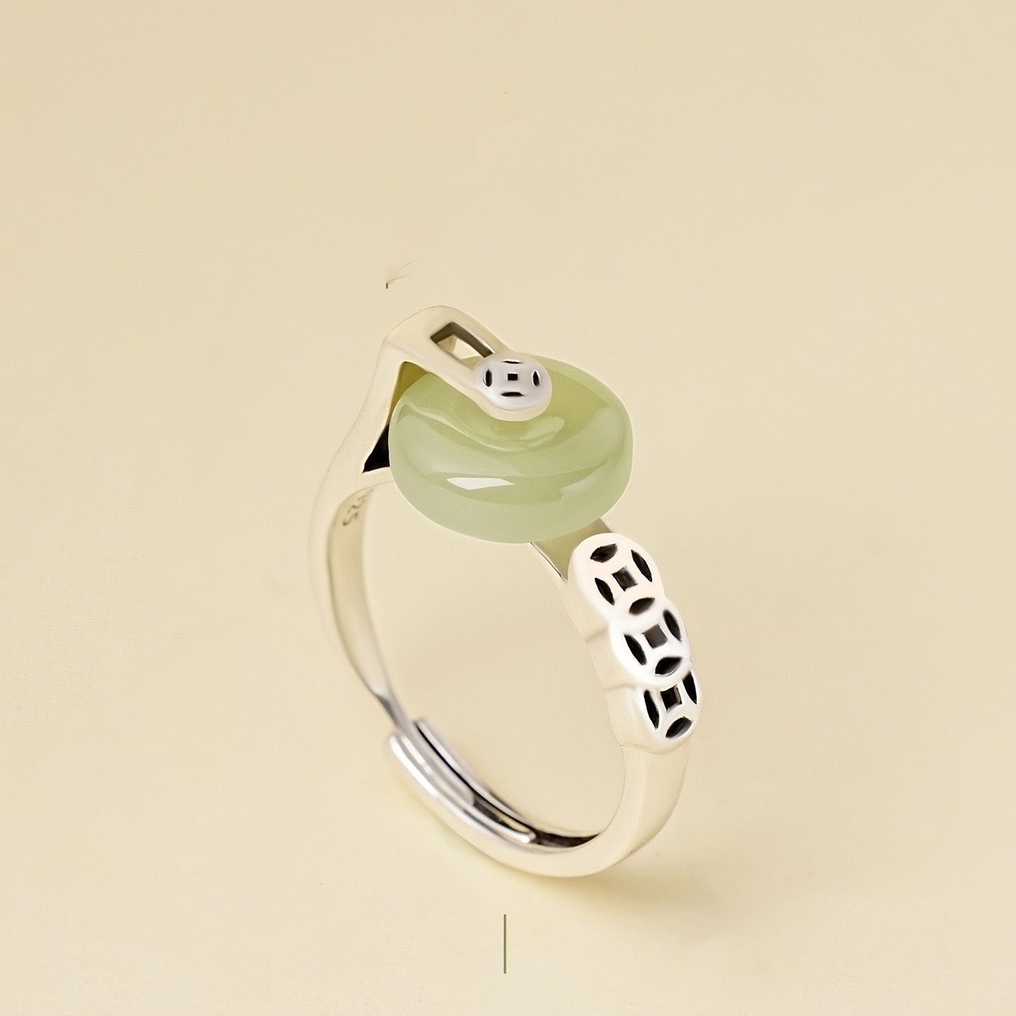 TEMU Bague de sécurité 1 pièce avec boucle à pièce de cuivre rétro et motif de partielle, bague d'index polyvalente pour femme au design de style