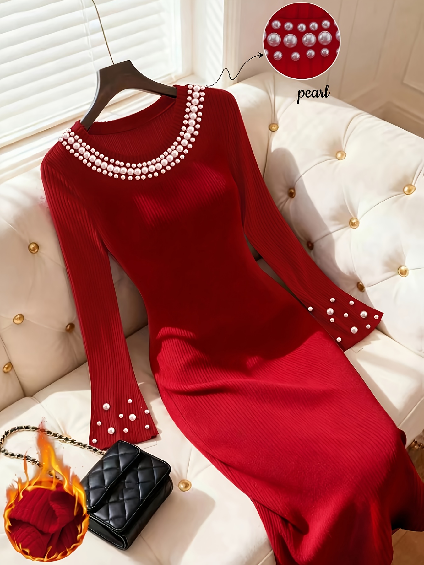 fitted lace wedding dress Women's Red Bell Sleeve Bodycon Sweater Dress & Reviews - Wine Red - Dresses