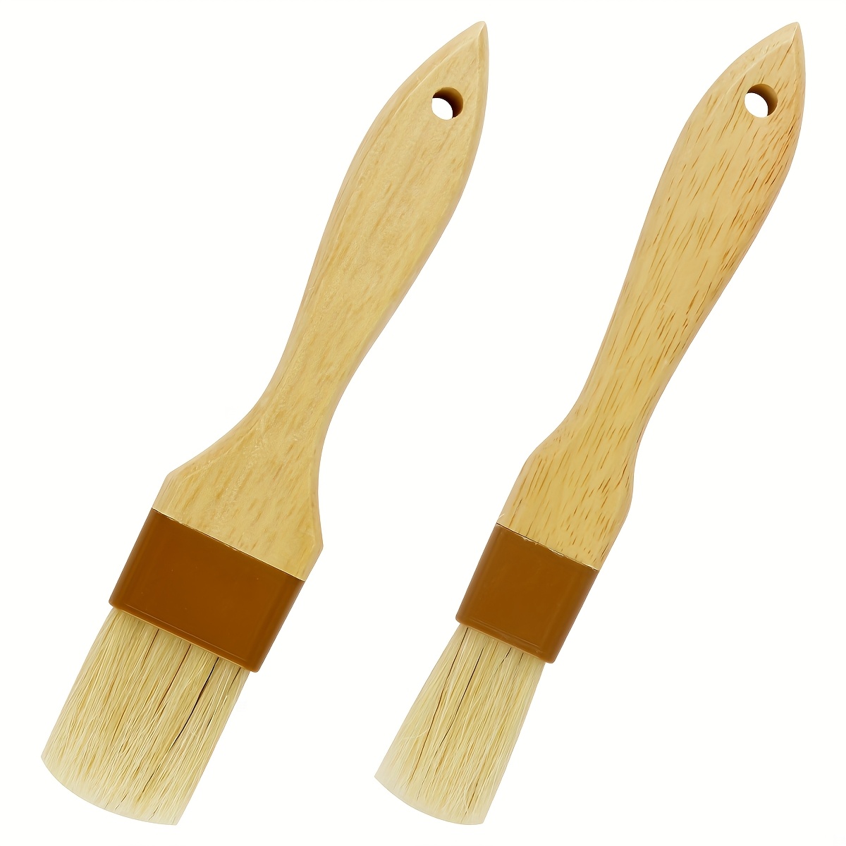 Set Of 2 Wooden-handled Brushes For Baking, Ideal For Cake Preparation, Suitable For Barbecue And Oil Application