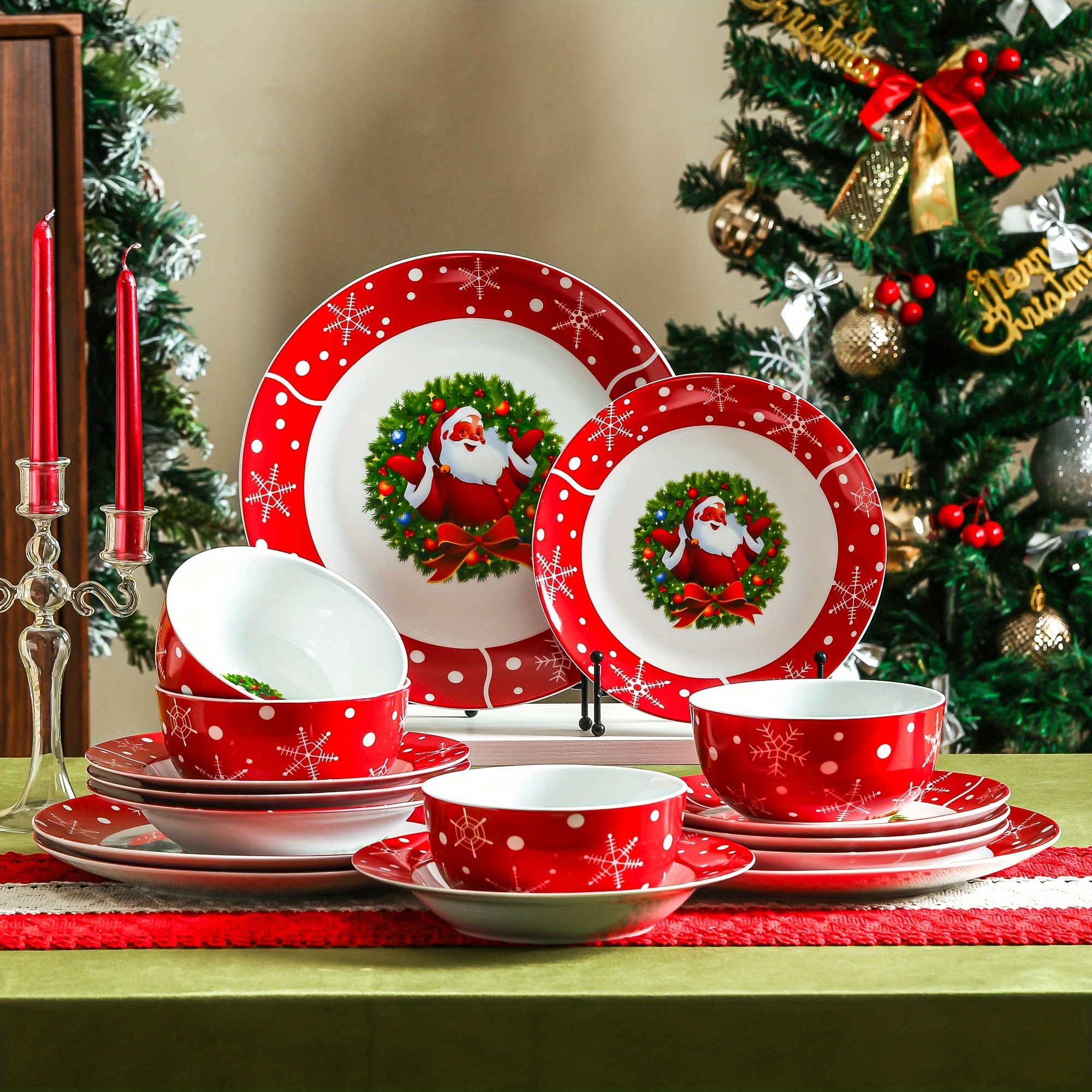 Tableware Santa Cup And Plate Set 30pcs Porcelain Santa Claus