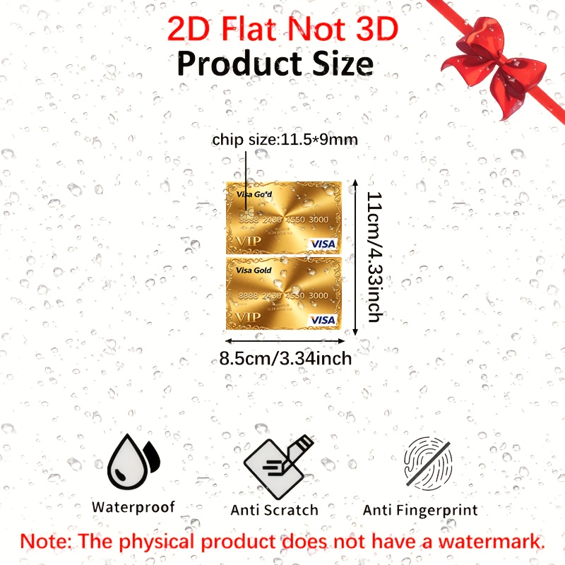 TEMU 2d Flat Not 3d 2pcs Bank Card, Credit Card, Debit Card, Transit Card, Card Sticker, 2d Flat