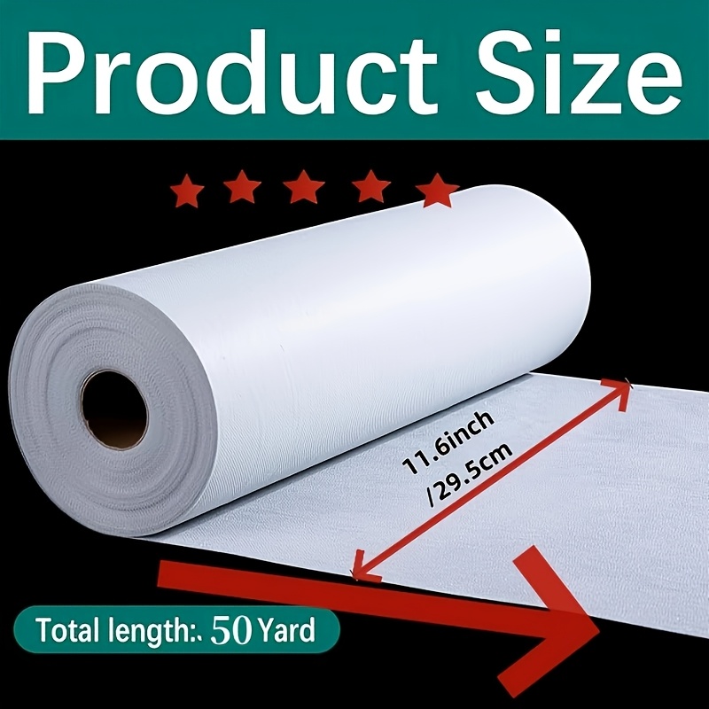 Image of 11.6 Inches X 50 Yards Medium Weight Fusible Interfacing Made Of Non-woven Fabric - White Polyester Single-sided Interfacing For Sewing Crafts Supplies