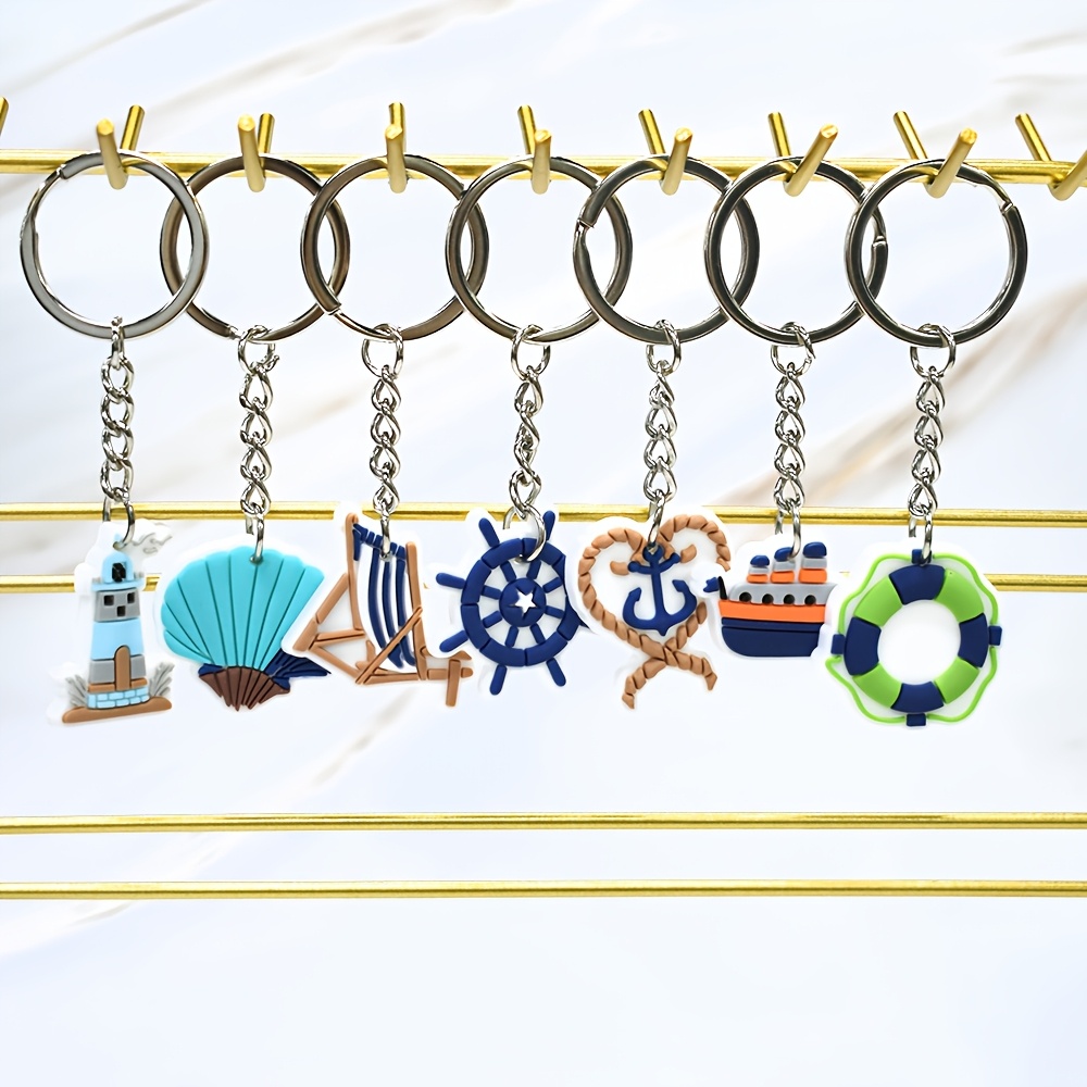 

9pcs Nautical Keychain Set, Plastic Sea Exploration Charms With Ship Sail, , And Anchor Designs, Ring Key Rings For Backpacks, Luggage, Birthday Party Favors And Gifts