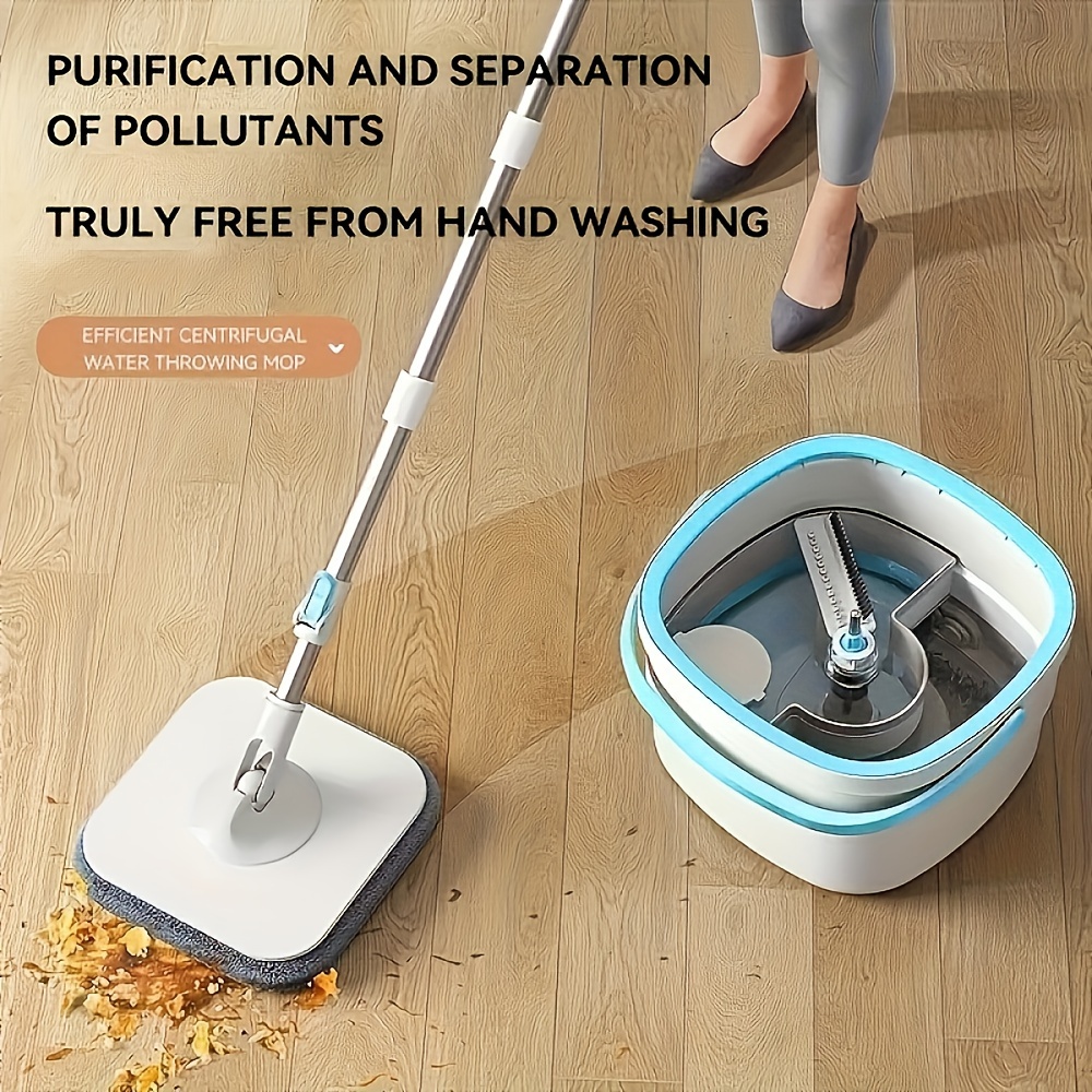 square household mop without hand washing with mop bucket and 2 mops   bucket for clean and dirty lazy mop details 3