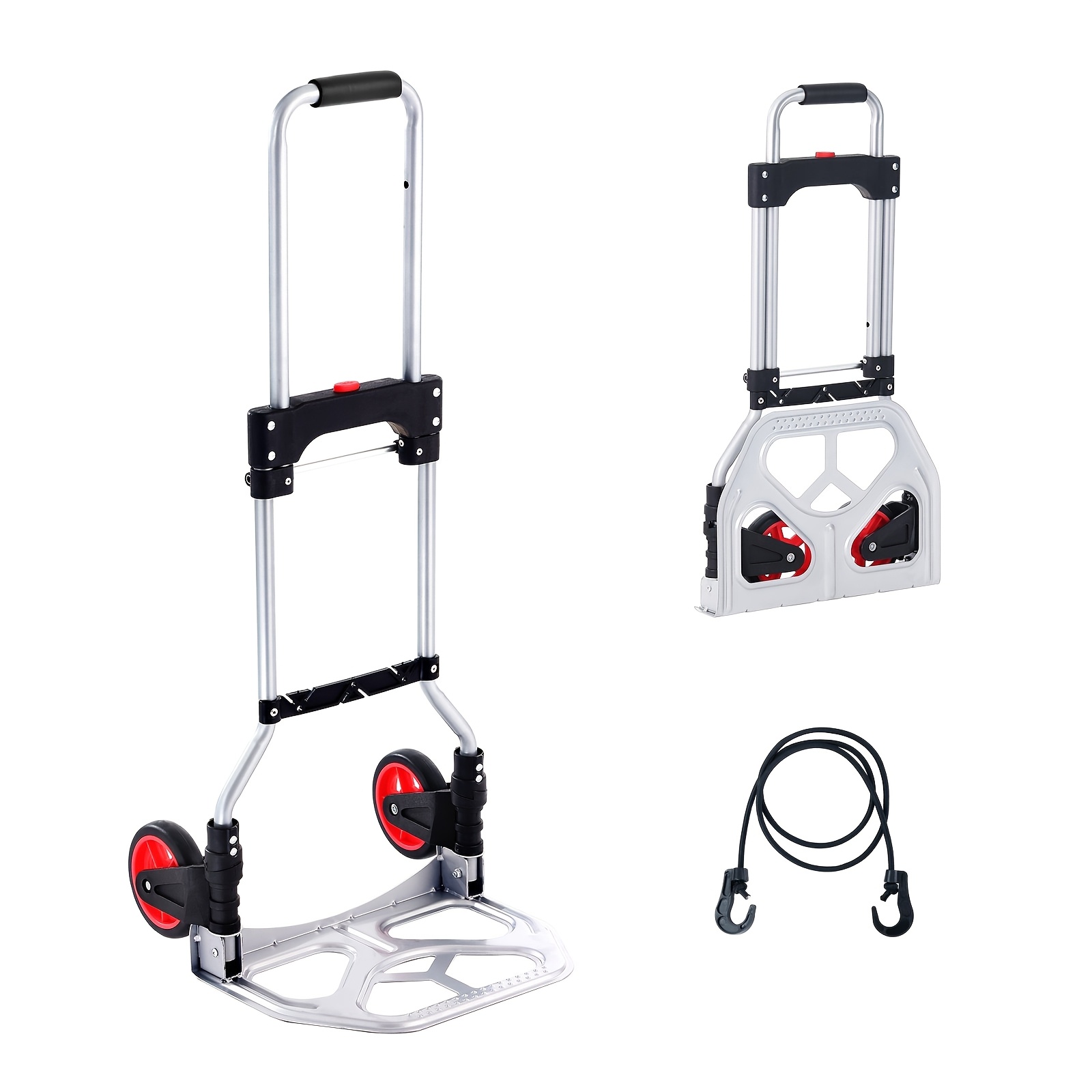 

Aio Aluminum Folding Hand Truck, Heavy Duty Industrial Collapsible Cart, With Rubber Wheels For Transport And Warehouse, Supermarket, Garden