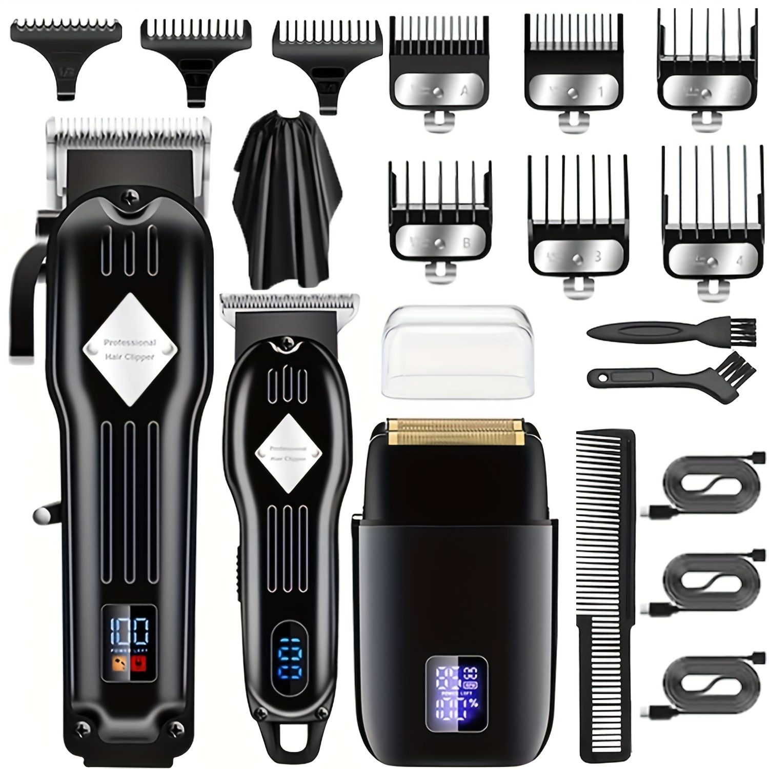 

Professional Hair Clippers Electric Razor Shavers Men 3 Piece Set Rechargeable Clippers And Trimmers Beard Trimmer Barber Kit Clippers For Hair Cutting Gifts For Him