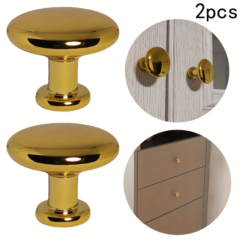 E-shop Set mit 2 goldenen Einloch-Griffen, ideal für Aufbewahrungsboxen, Schubladen, Schränke, Türen, Kleiderschränke und Möbel. Pilz-förmiger Griff
