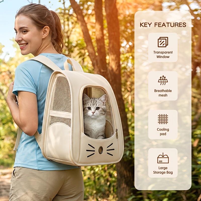 2pcs set 1 pet harness backpack 1 cooling pad foldable breathable cat and dog travel bag portable summer pet harness for small pets comfortable travel bag     for outdoor travel and daily use halloween and christmas gift Product details 3
