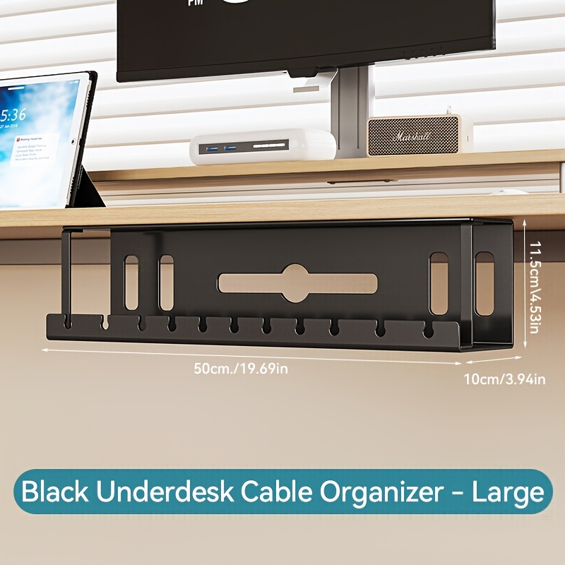Image of No-screw Under Desk Cable Management Tray - Self-adhesive Installation, Cable Management, Cable Management Under Desk, Desk Wire Management, Cable Tray, Under Desk Cable Organizer