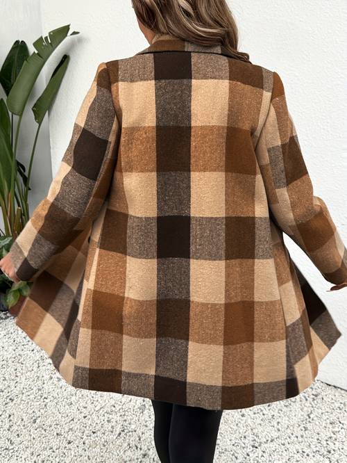 2025 classic womens smock camel frame lapel buttons and decoration suitable for autumn winter and spring elegant and warm