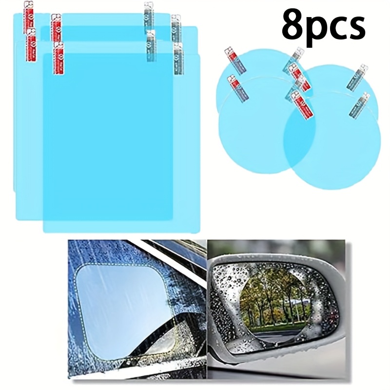 TEMU 8pcs Of Transparent Film For Car Rearview Mirrors, Waterproof And Additions