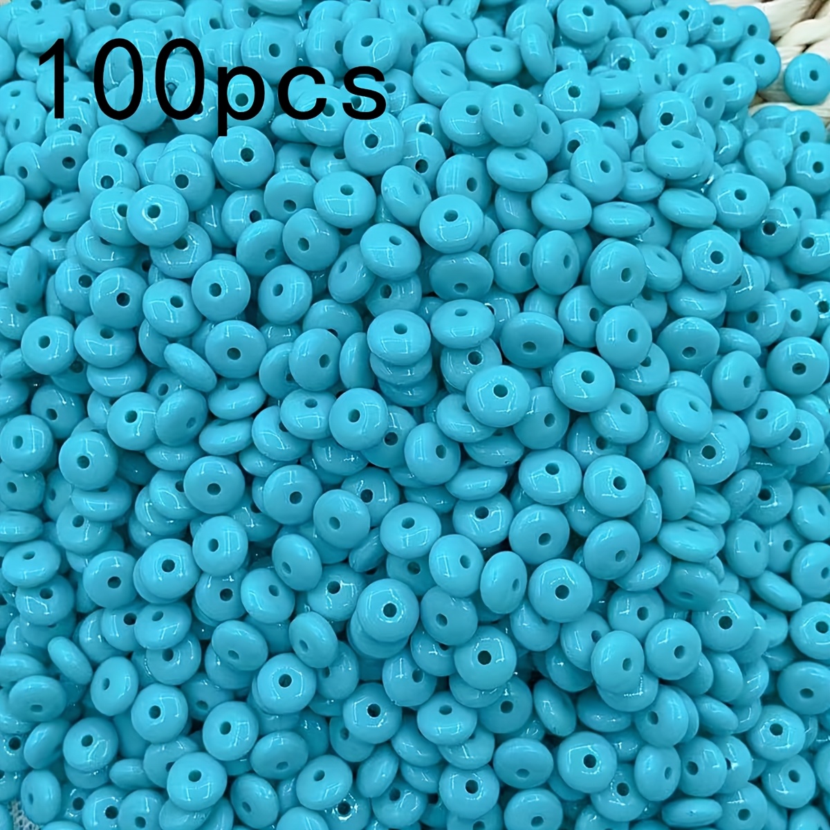 TEMU 100 piezas de cuentas acrílicas nuevas de 8x4 mm estilo bohemio, cuentas largas de de azul de moda para joyería, pulseras, collares, aretes,