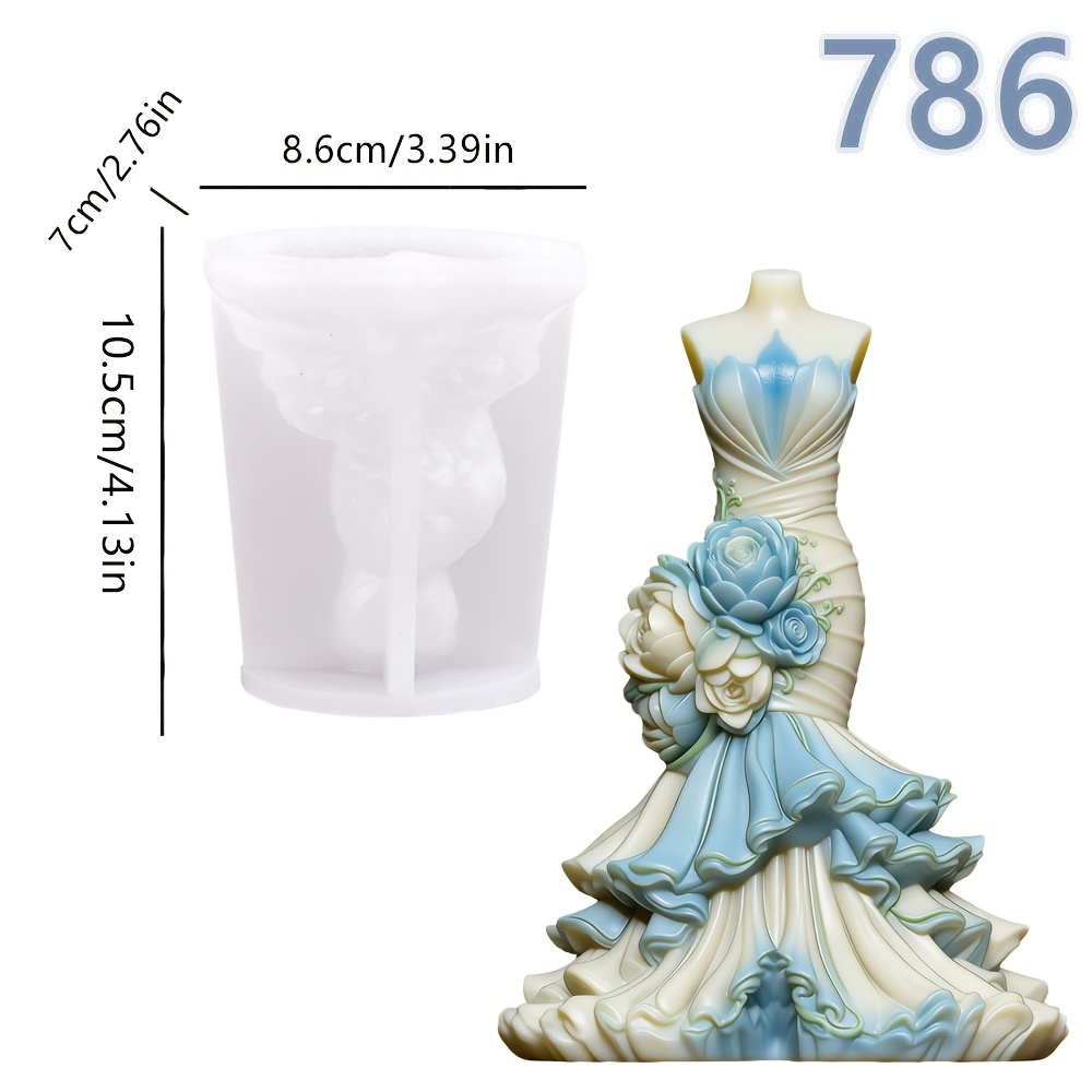 TEMU 1pc Rose Dress-shaped Candle Mold, Suitable For Making Home Decoration Atmosphere Ornaments And Gifts, Tools For Wedding Parties, Valentine's
