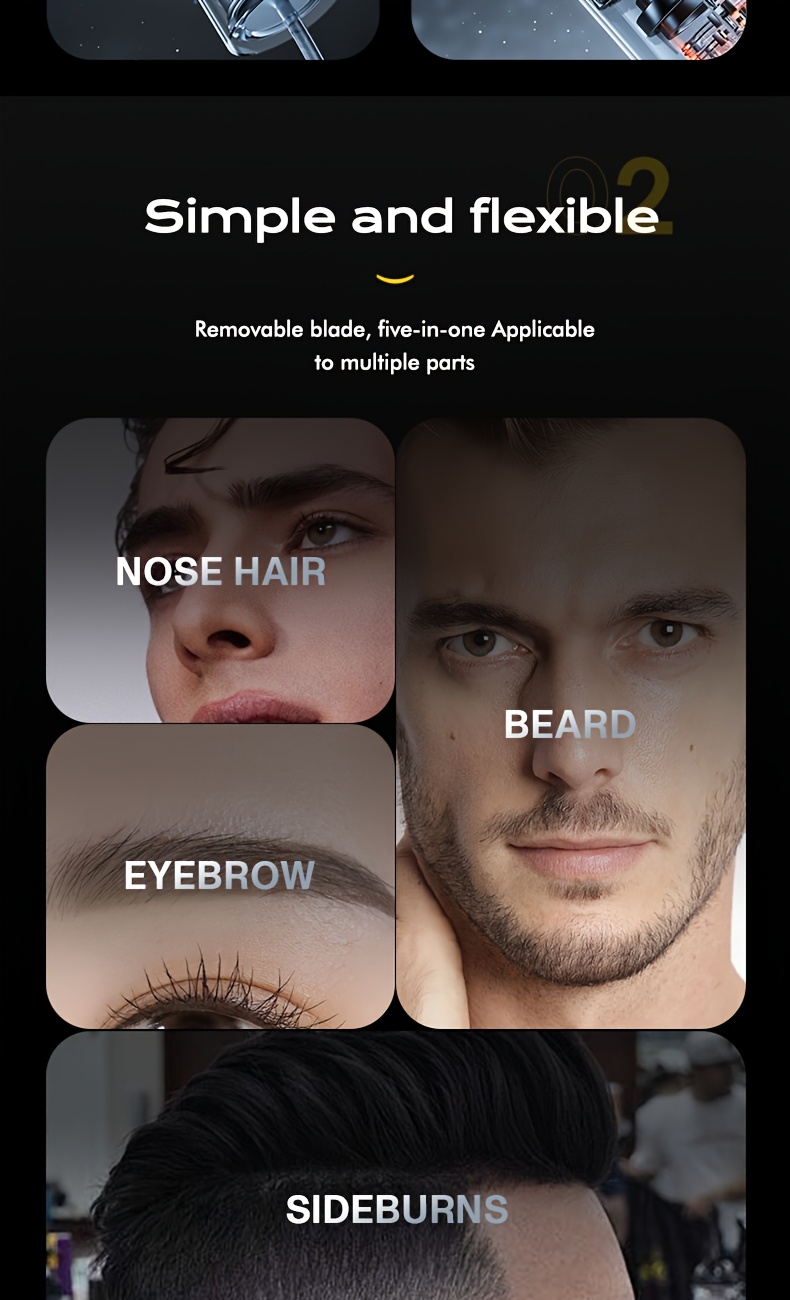 4 in 1 rechargeable electric hair trimmer suitable for men and women     beard eyebrow and   shaver with usb charging   gift   kit ear hair beard and eyebrow   mens personal care tool Product details 2