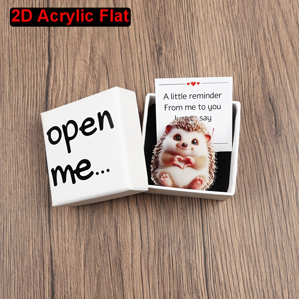 Image of Cute "" Gift Box With A Romantic Card Containing A 2d Acrylic Hedgehog, Suitable For Gifting To Girlfriends, , Spouses, Wives, And Husbands On Valentine's Day, Anniversaries, And Birthdays
