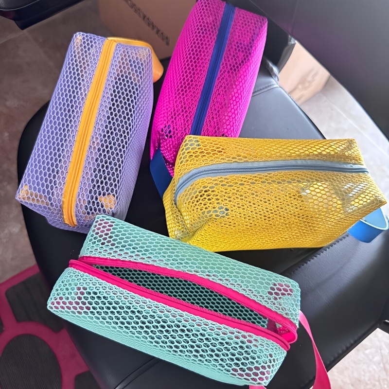 TEMU Confezione da 4 pezzi (4 per acquisto) Borse per trucco da donna in rete a grande capacit� - Adatte per viaggi, uso , pochette ottagonale e
