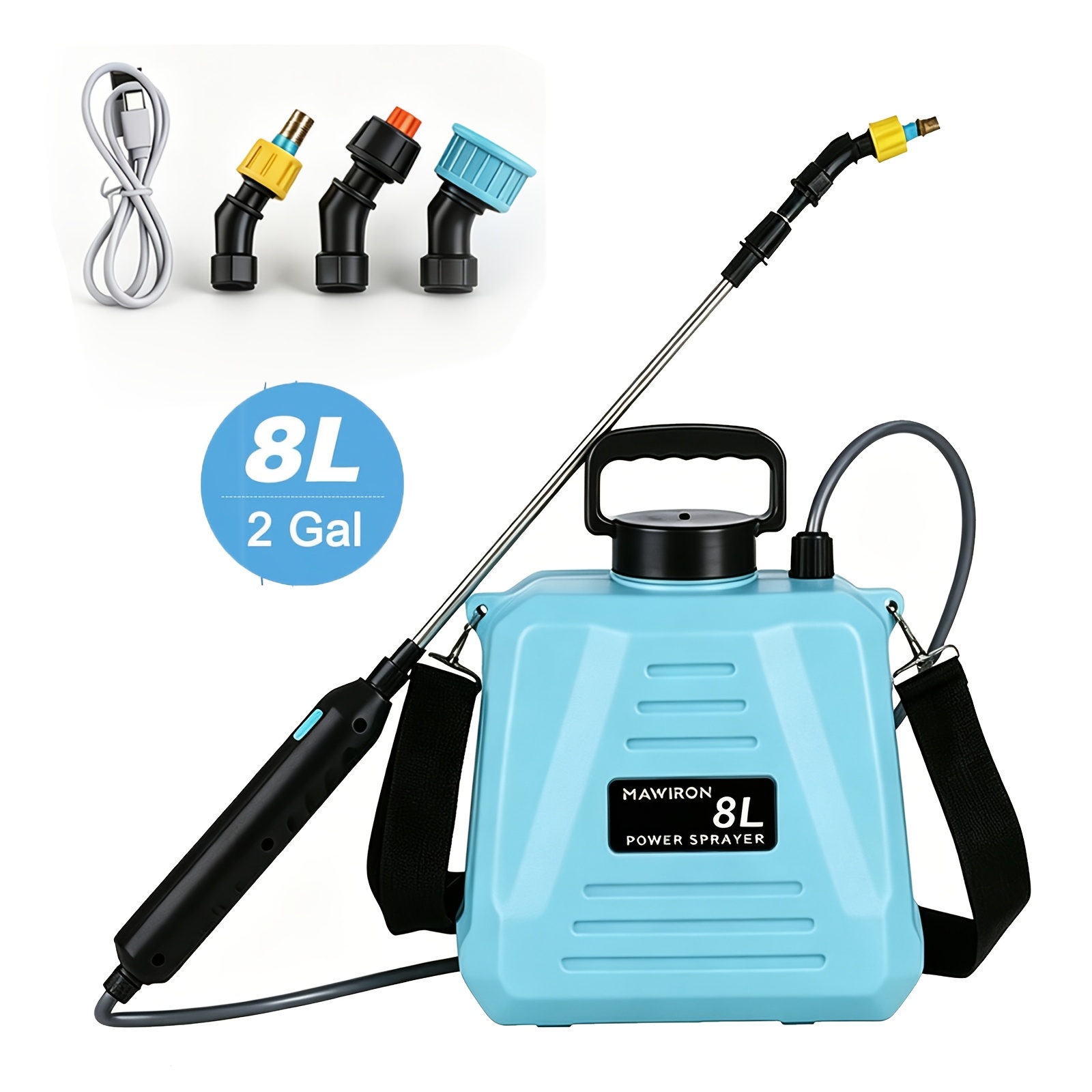 8l Electric Backpack Sprayer, Garden Sprayer With 3 Rotatable Nozzles, Multiple Spray & Telescopic Wand, Ideal For Gardening, Pesticide Application, Car Washing & Household Sanitizing