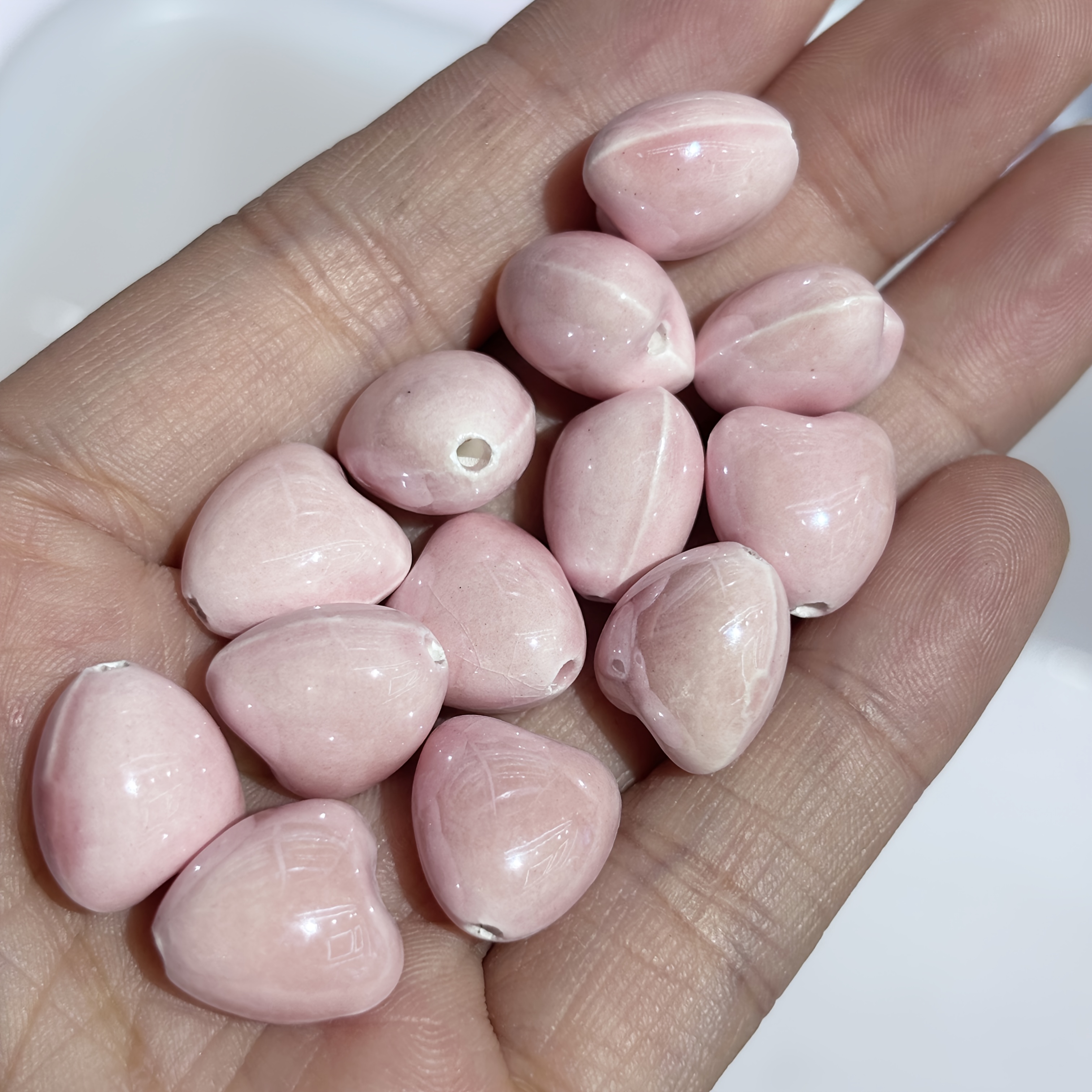 50pcs Set of 12mm Peach Shaped Ceramic Beads for DIY Jewelry Making
